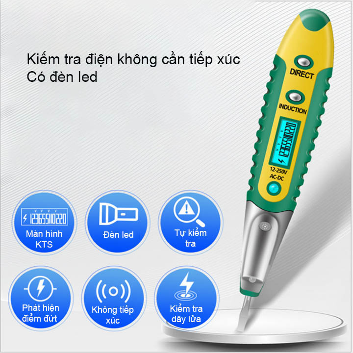 Bút thử điện thông minh đa năng có đèn LED, có kiểm tra dây đứt