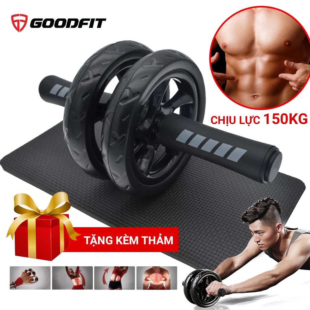 Con lăn tập bụng, con lăn tập cơ bụng 2 bánh GoodFit tay cầm lõi thép chịu tải 150kg, tập gym tại nhà Goodfit GF601AB