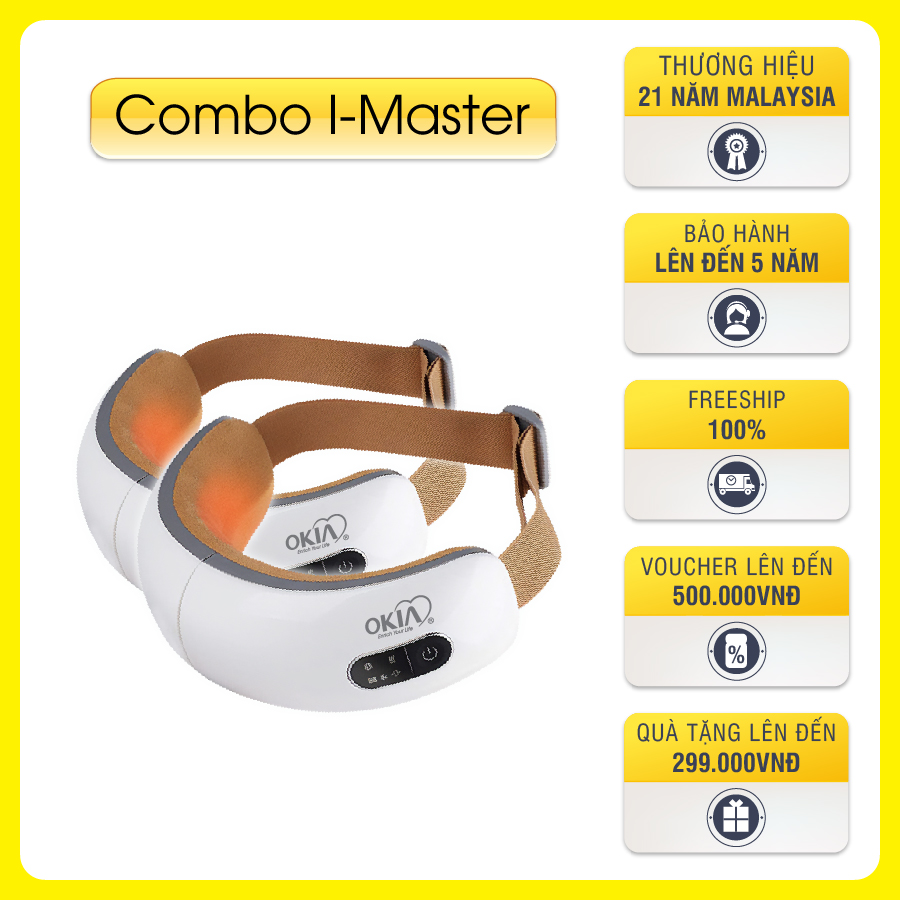 Combo 2 Máy Mát Xa Mắt OKIA I-Master, Tăng Lưu Thông Máu, Thư Giãn chính hãng MALAYSIA