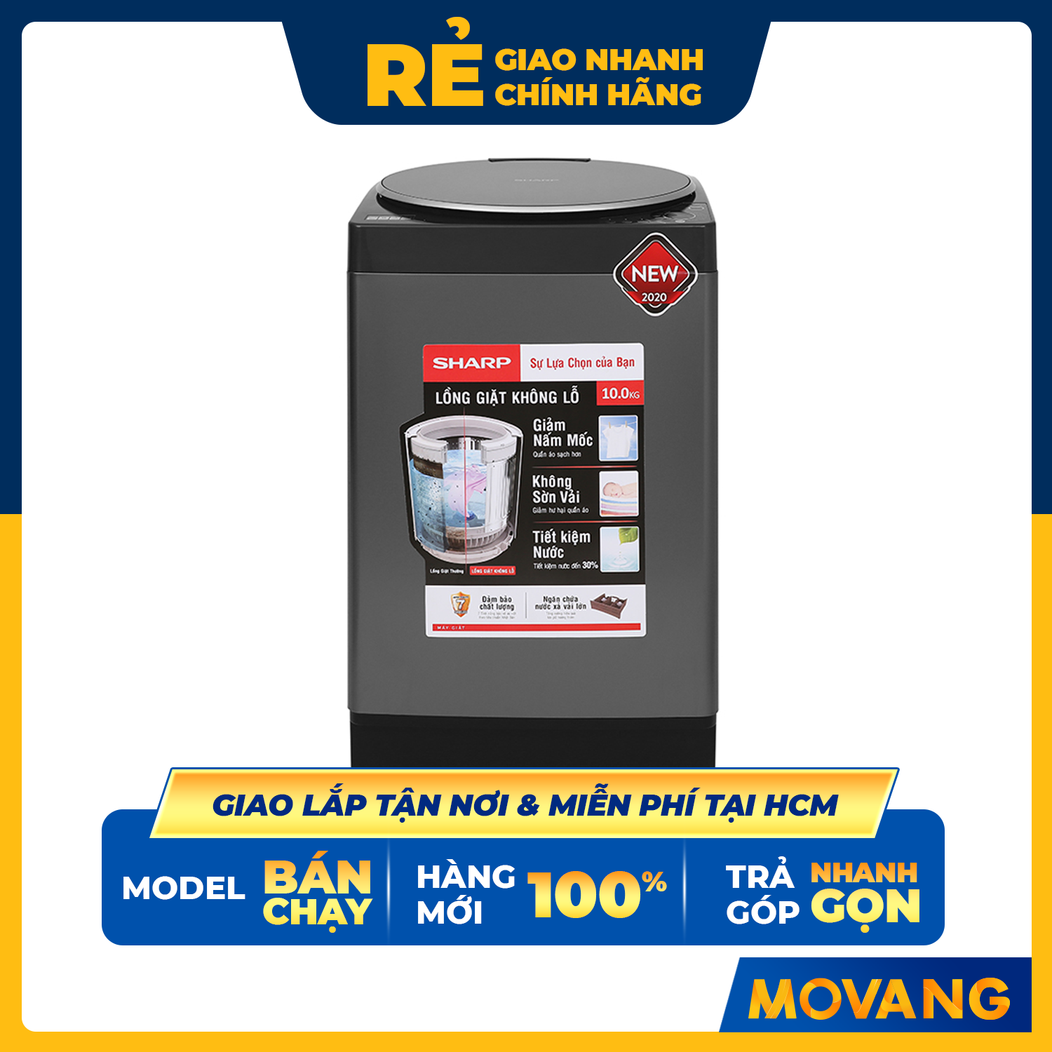 Máy giặt Sharp 10.2Kg ES-W102PV-H MẪU MỚI 2019 - HÀNG CHÍNH HÃNG