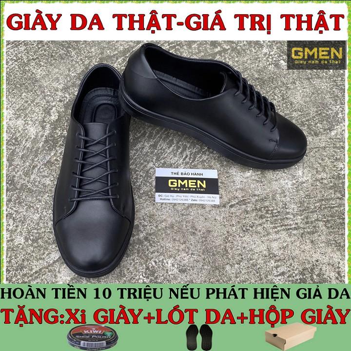 Giày da nam buộc dây chất liệu da thật nguyên tấm bảo hành 1 năm GM66