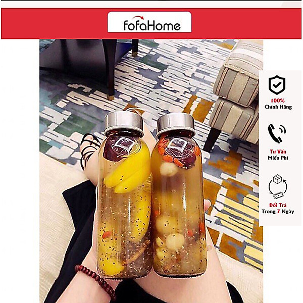 COMBO 2 Bình Nước Thủy Tinh Có Dây Xách Dung Tích 500ml