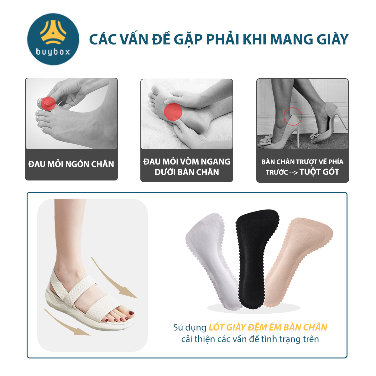 Lót giày sandal nguyên bàn chất liệu mút EVA ép mặt da êm chân thoáng khí - Buybox - BBPK273