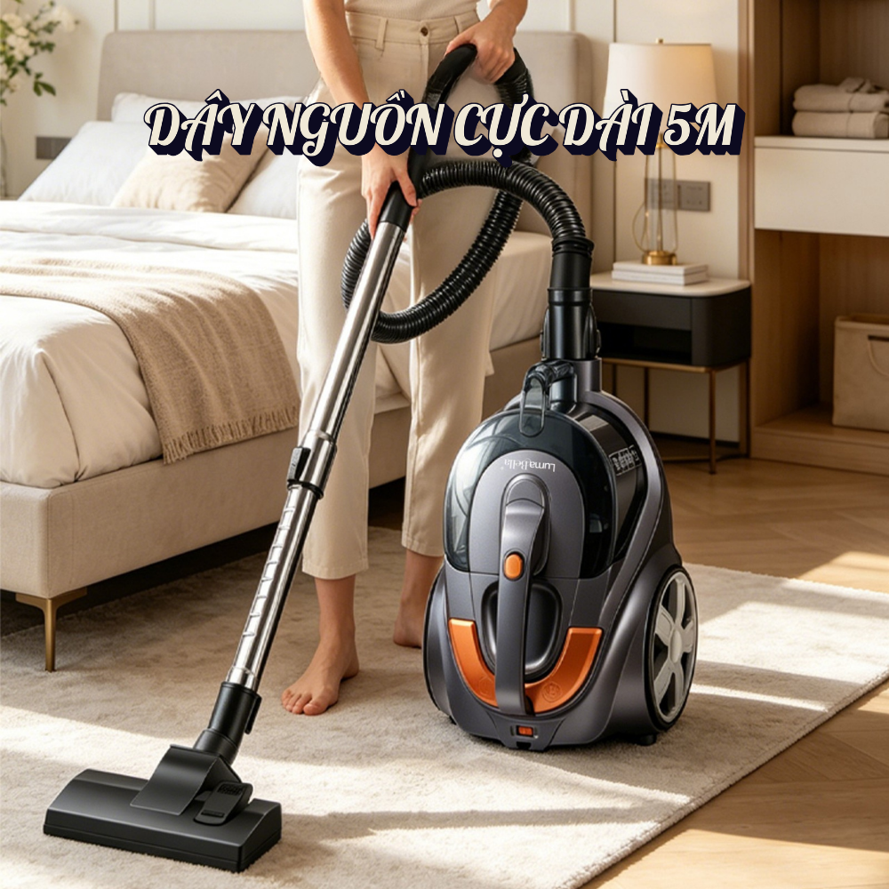 Máy hút bụi công suất cao 3600W Lumabella LB-63014 lực hút mạn cực mạnh, hút được tóc, lông động vật, hút được bụi mịn - HÀNG CHÍNH HÃNG
