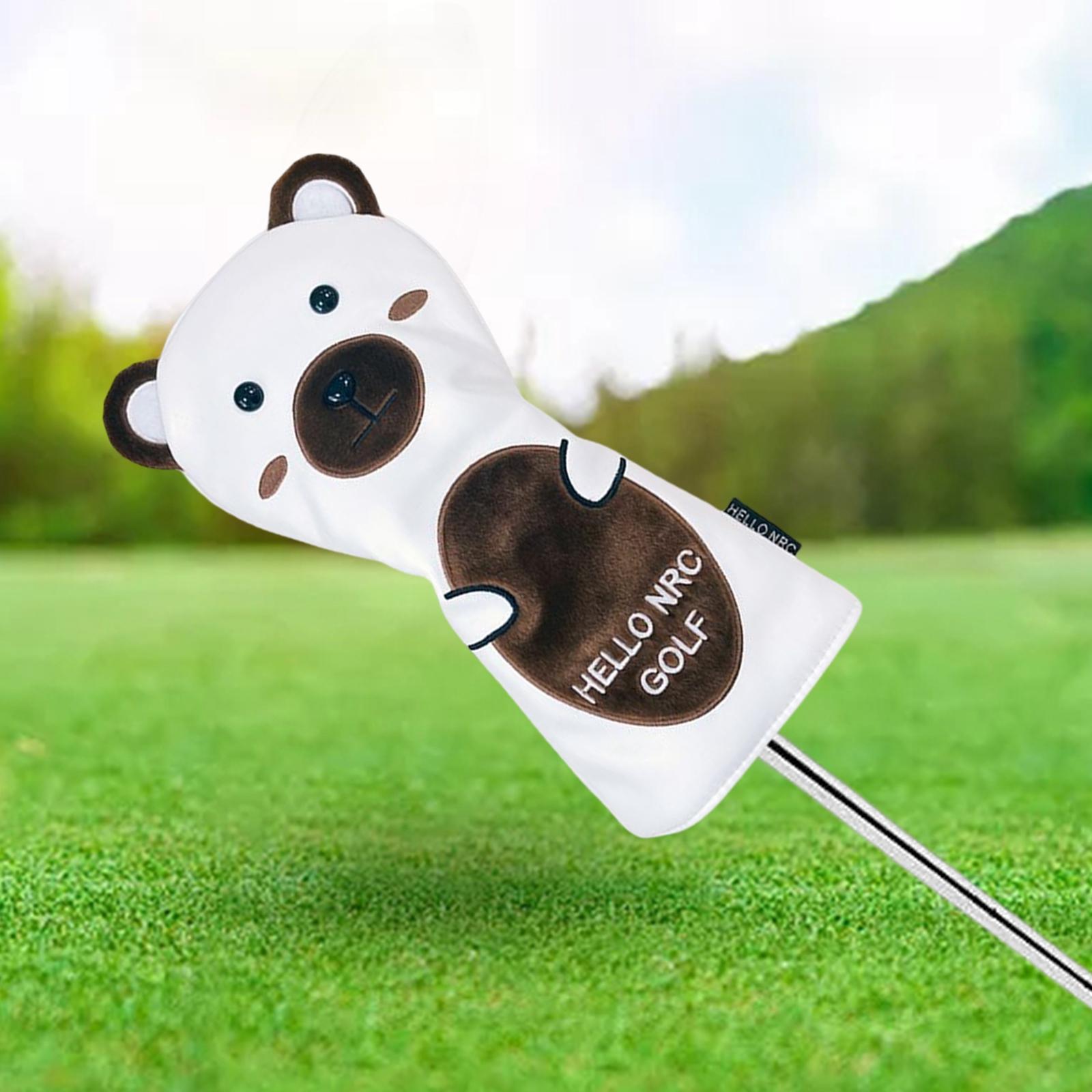 Golf Club Head Cover PU Leather Brown Bear Waterproof Driver Hybrid Fairway Cover