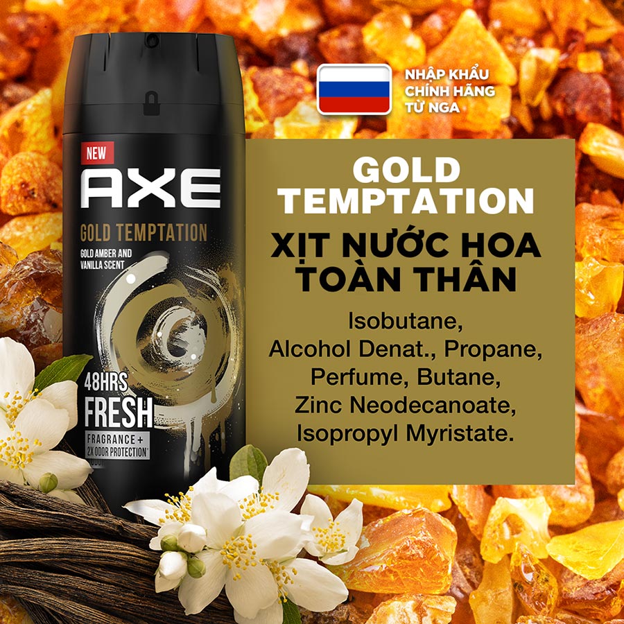 Xịt nước hoa toàn thân dành cho nam AXE Gold Temptation (135ml)