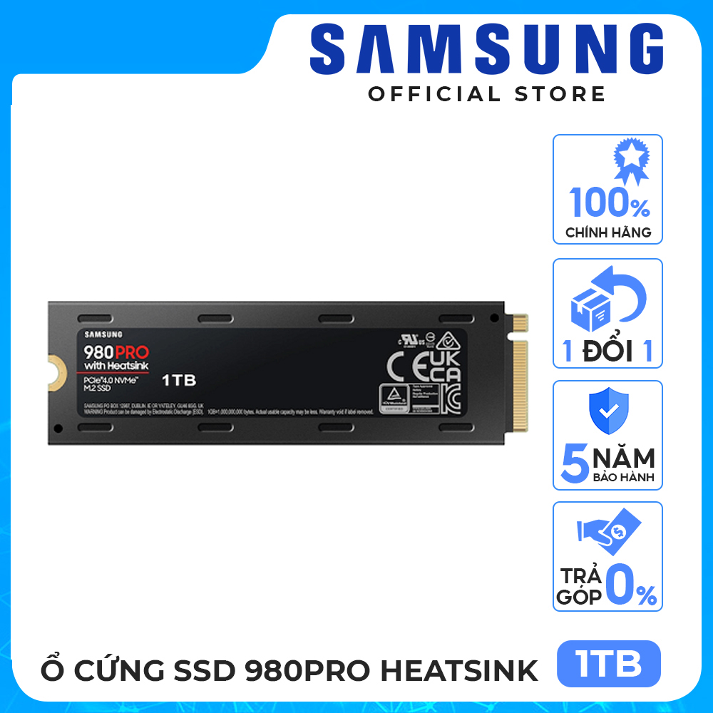 Ổ cứng gắn trong SSD Samsung 980PRO Heatsink 1TB | 2TB PCIe 4.0 x4 NVMe1.3c M2 2280 V-NAND - Hàng chính hãng