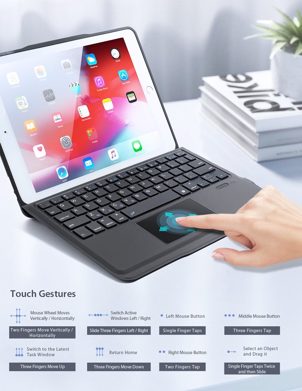 Bao da bàn phím Dux Ducis có TrackPad dành cho iPad 9 - Hàng nhập khẩu