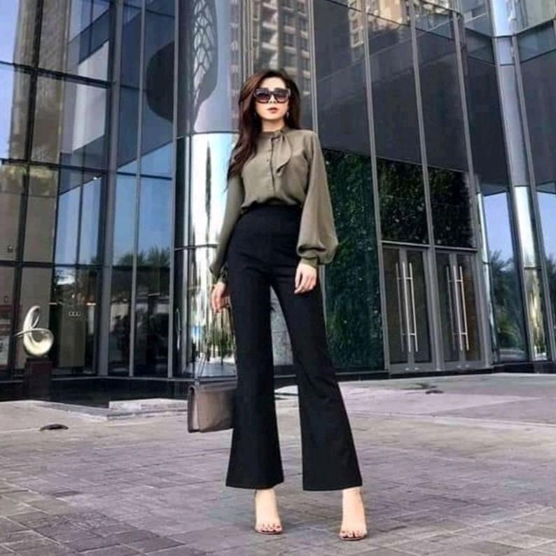 Quần tây công sở ống loe nữ tính, gen bụng tôn dáng sang chảnh