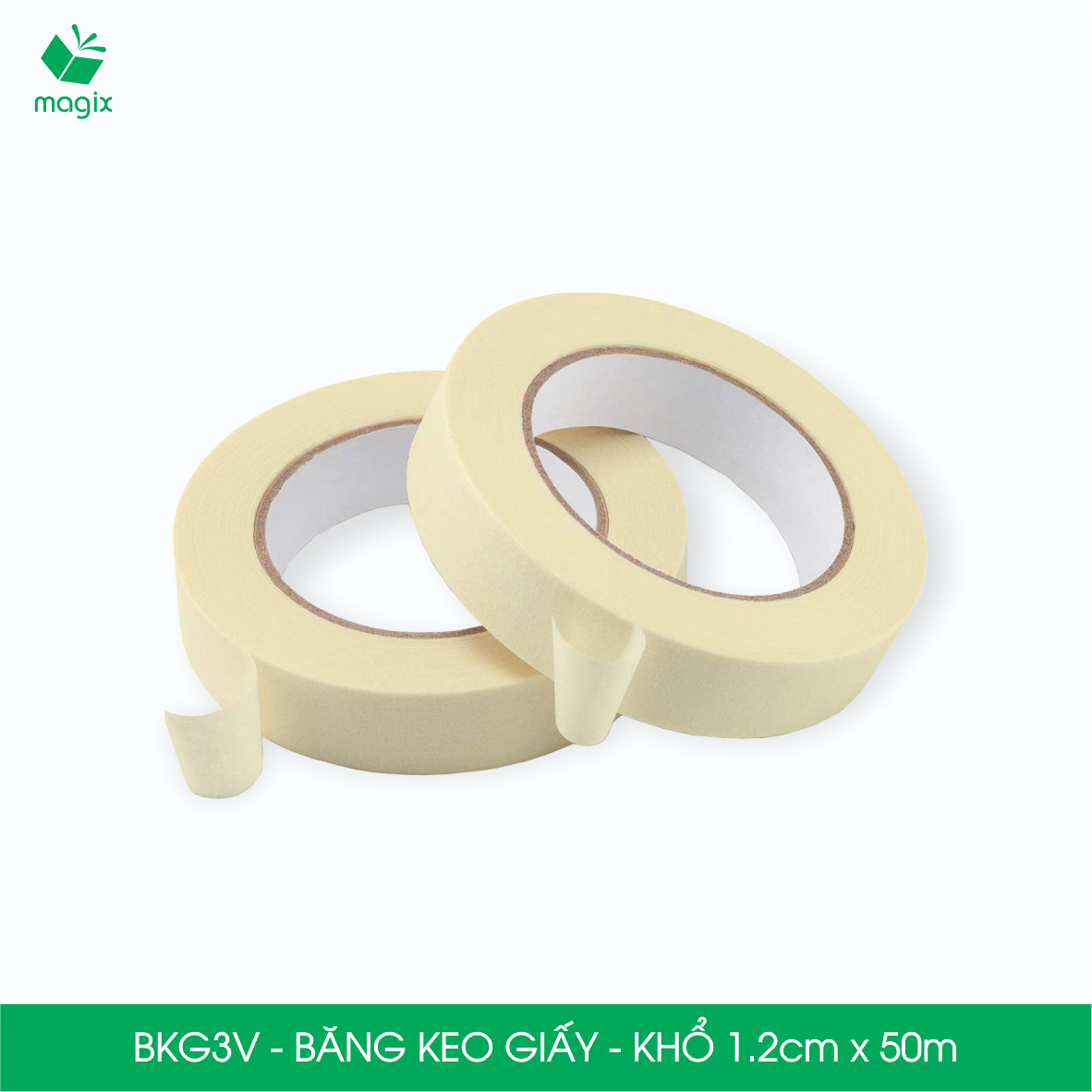 BKG3V - Block 24 cuộn băng keo giấy khổ 1.2cm x 50m - Băng dính giấy viết được, chặn màu sơn