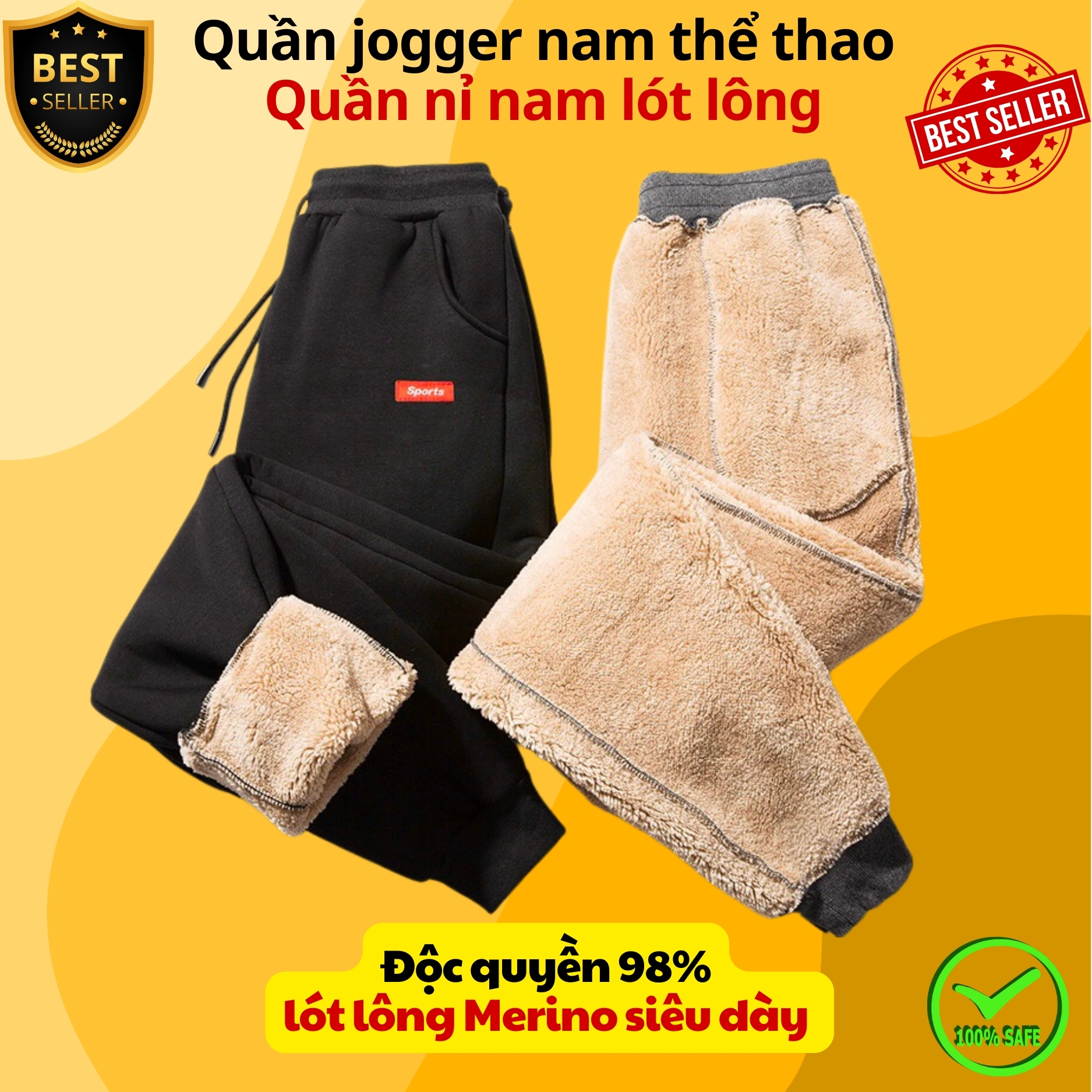 Quần nỉ Jogger thể thao nam hàng Quảng Châu cao cấp - Quần nỉ nam nót lông cừu siêu ấm - Hàng chính hãng D Danido