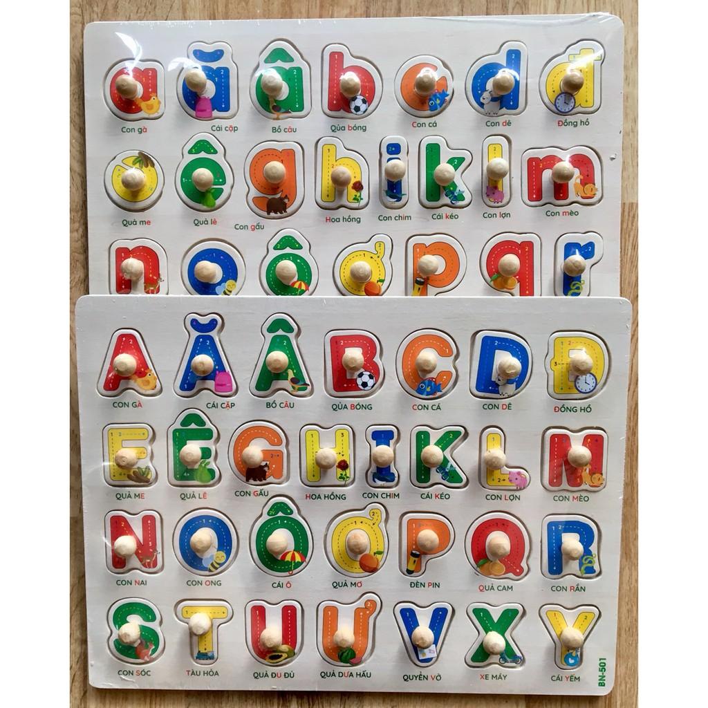 Bảng chữ cái Tiếng Việt gỗ có núm cầm 20x30 cm cho bé