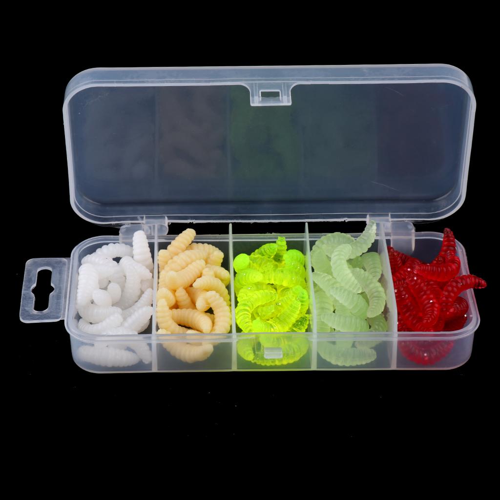 100pcs Soft Fishing Simulation Maggots Earth Worm Fishing Lure Tackle Baits