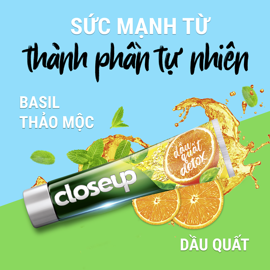Combo 3 Kem đánh răng Closeup Trắng Răng Tự Nhiên Dầu Quất Detox 230 g