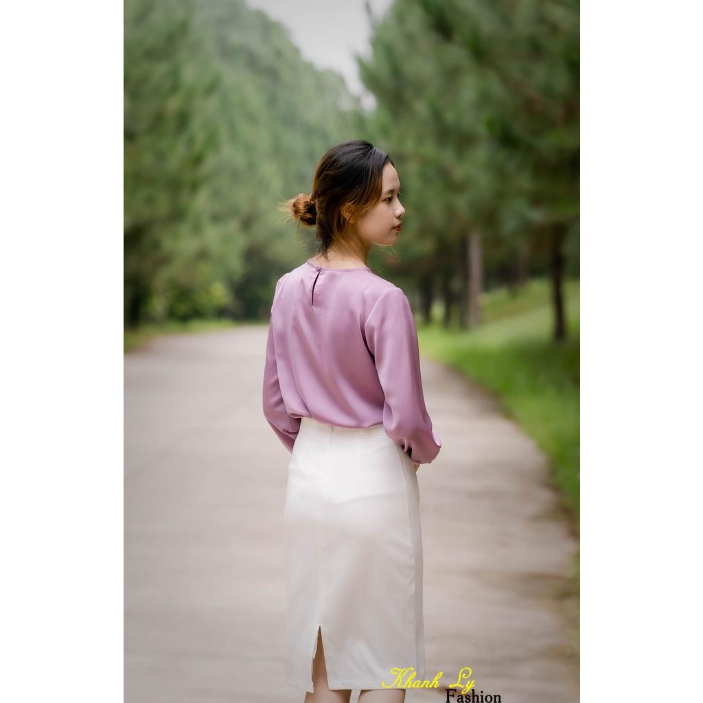 Áo Thiết Kế Lụa Cao Cấp Hoa Hồng Tím