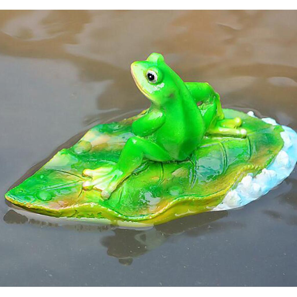 Summer Water Surffing Lotus Leaf Frog Statue Ornament Bathtub Animal