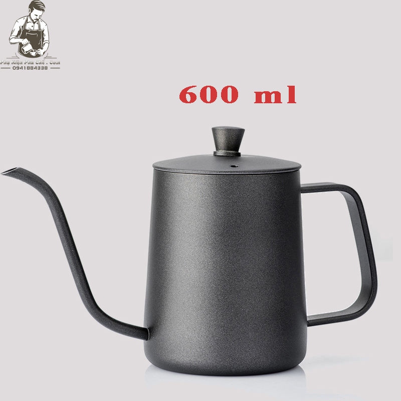 Ấm Cổ Ngỗng Rót Nước Pha Cà Phê inox 304 Đen 600ML