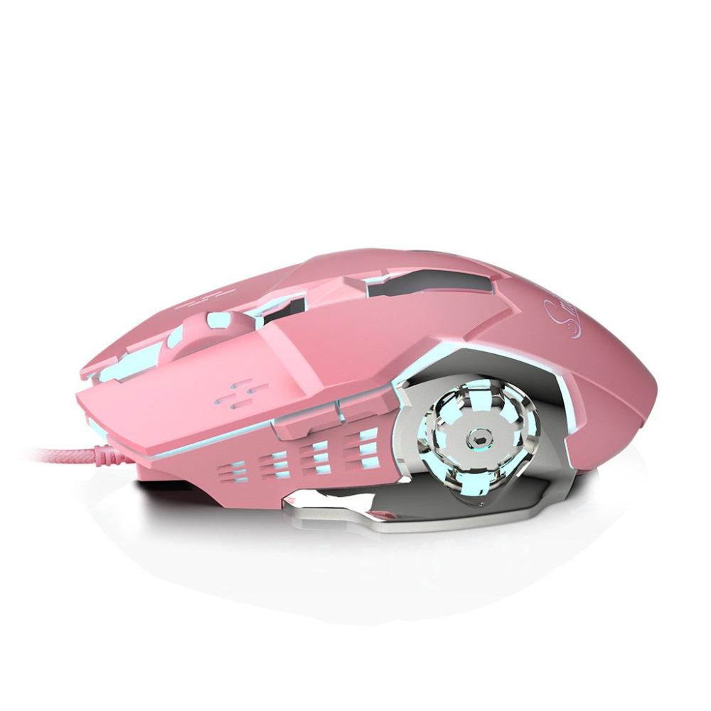 Raton Sáng Có Dây Cô Gái Chơi Game Cơ Game Thủ Chuột 3200DPI Cho PUBG USB Chuột Máy Tính Game Thủ Chuột Trackballs 090228
