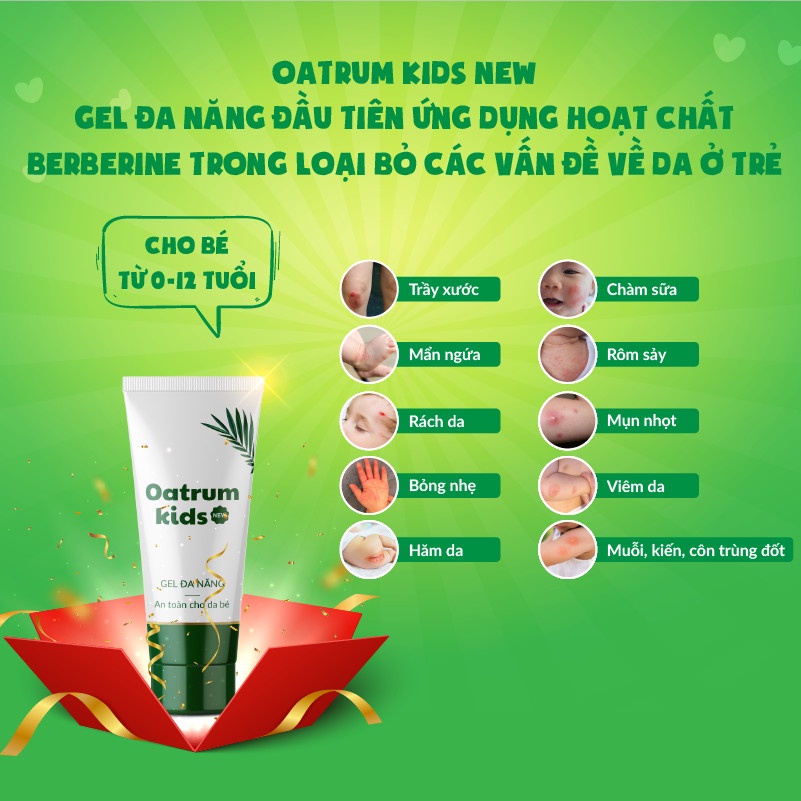 Gel bôi da đa năng Oatrum Kids New Tuýt 20g - bé hết trầy xước, rách da, bỏng, côn trùng đốt, hăm, chàm sữa