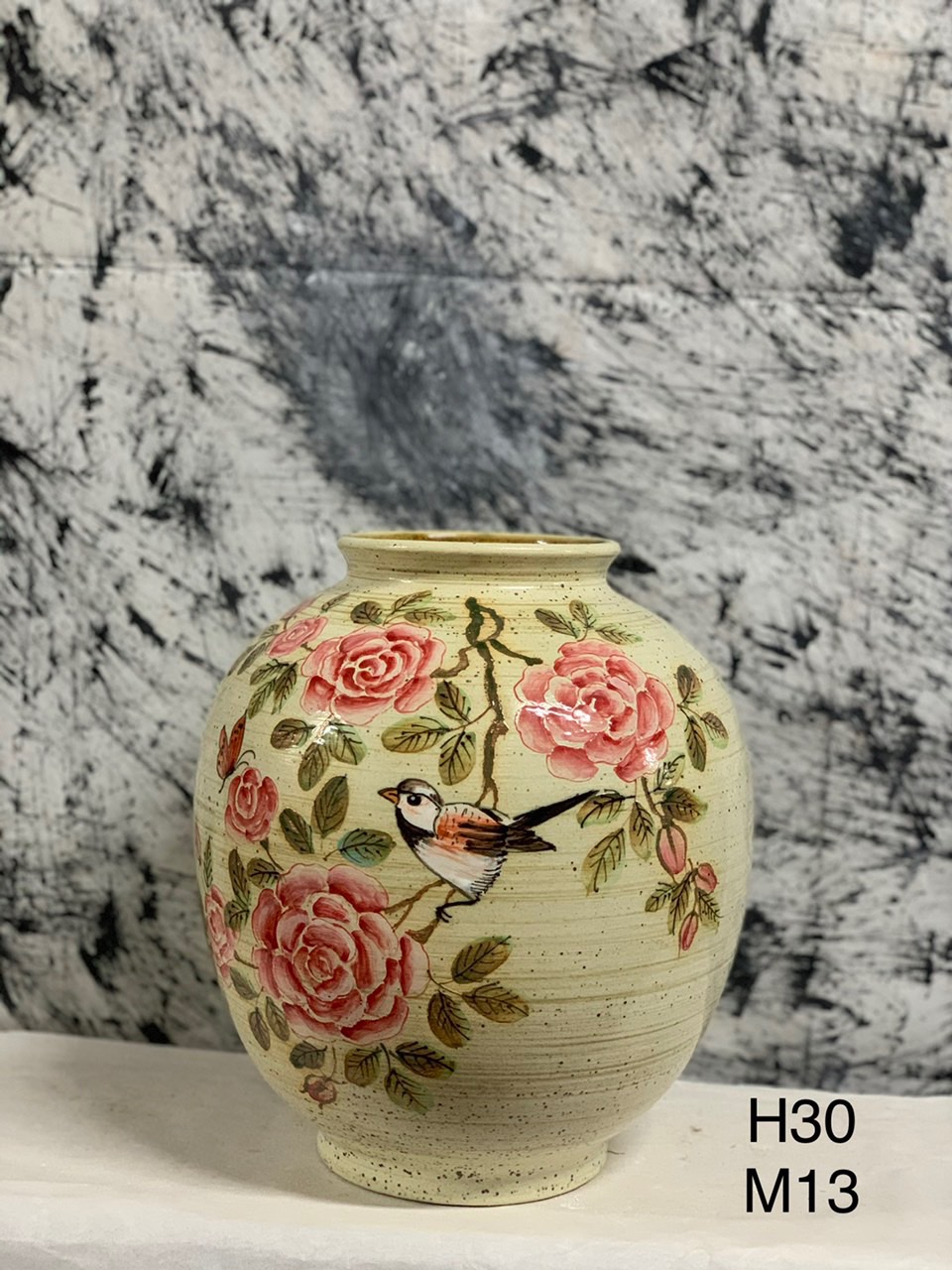 VÒ TRÒN MEN MỘC VẼ HOA H30CM
