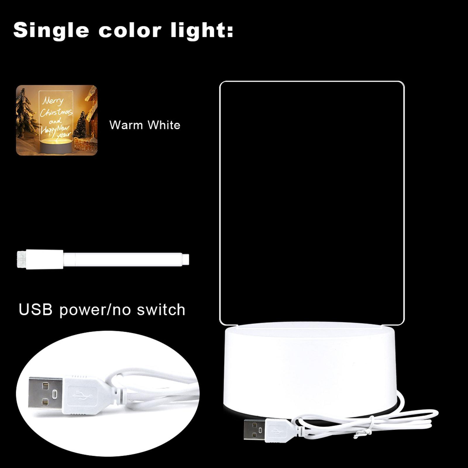 Acrylic Drying Erase Board with Light up USB Glow Memo Board for Cafe Home Office