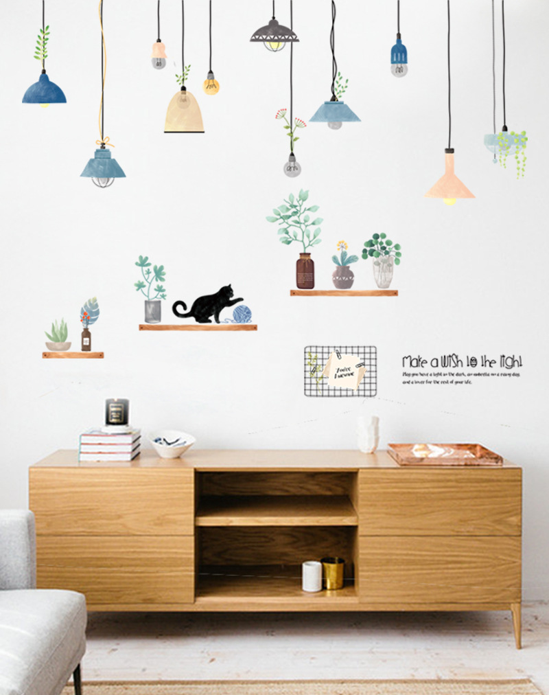 Decal dán tường phòng khách Đèn treo 10 trang trí nhà cửa sáng tạo (100 x 120 cm)