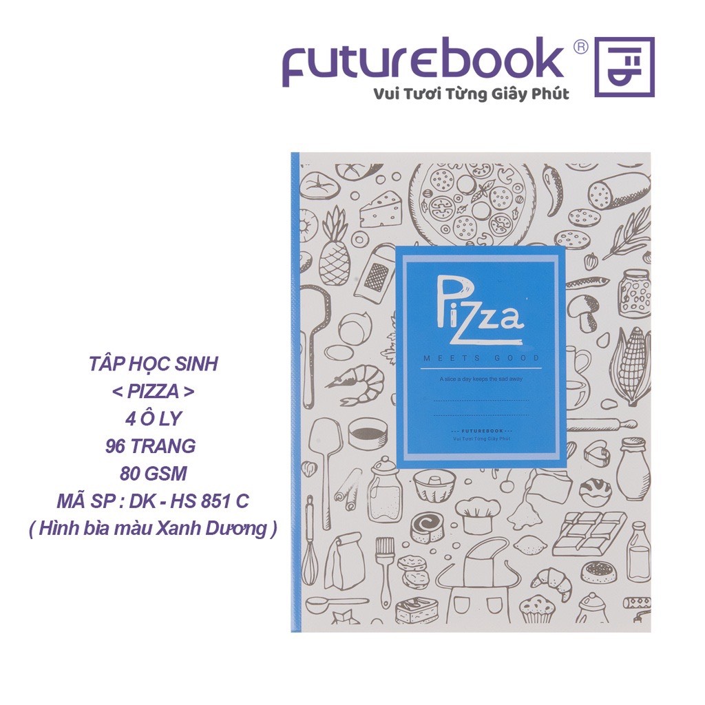 Tập Học Sinh Pizza- 4 Ô ly- 96 Trang- 80 Gsm- MSP: DK- HS 854. Phong cách Hàn Quốc- VPP FUTUREBOOK. Giao mẫu ngẫu nhiên