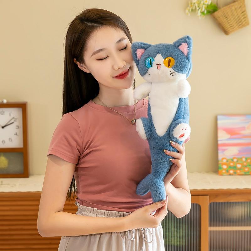 Gấu bông Mèo Cá Mạp đáng yêu, Mèo Bông tam thể mắt hai màu cute, vải lông siêu mịn