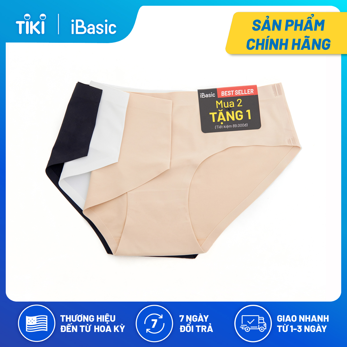 Pack 3 quần lót nữ không đường may iBasic V188