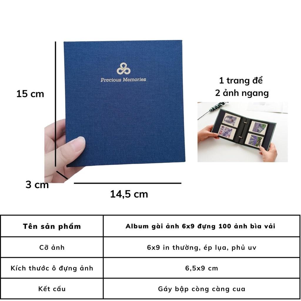 Album ảnh 6x9 đựng 100 tấm bìa vải vintage binder card, quà tặng, để ảnh cho con, để lomo card