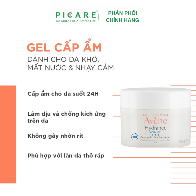 Kem Dưỡng Ẩm Dạng Gel Cho Da Khô, Mất Nước Và Nhạy Cảm Avène Hydrance Aqua-Gel 50ml
