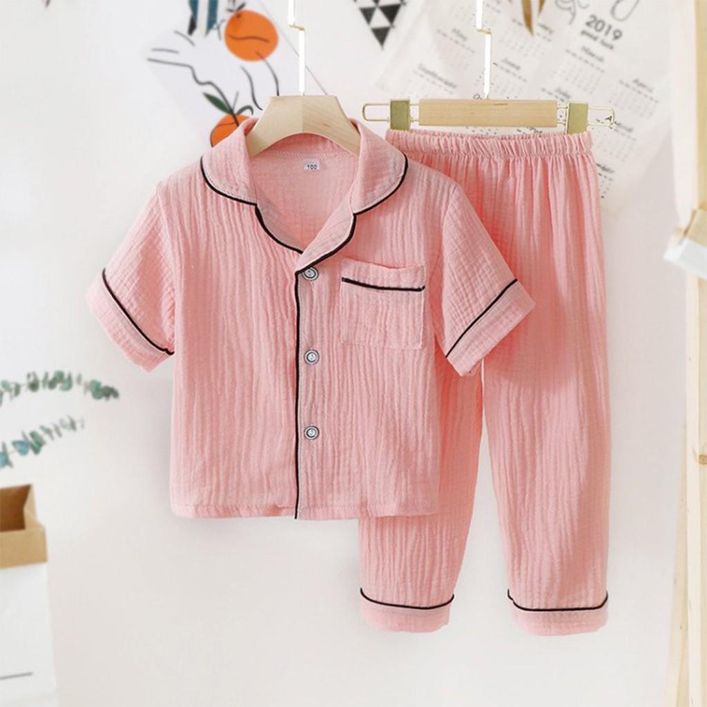 Bộ Đồ Ngủ Cộc Tay Cho Bé Trai Bé Gái SUMO KIDS, Bộ Pijama Cộc Tay Chất Đũi Cao Cấp Cho Bé Từ 6-28kg