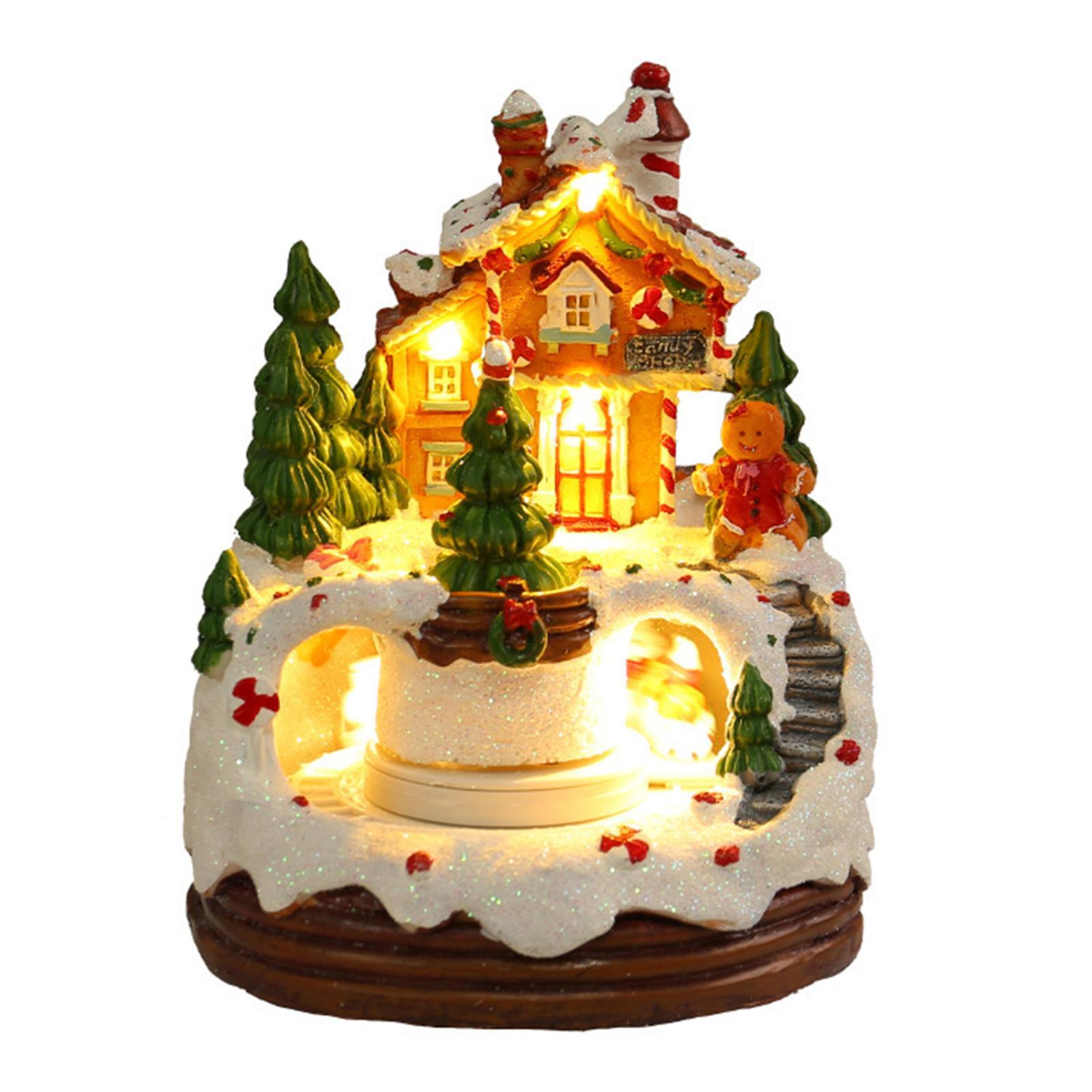 Music Box Christmas Ornaments Ornaments Gifts Building Figurines Christmas Scene for Coffee Table Indoor Housewarming Holiday