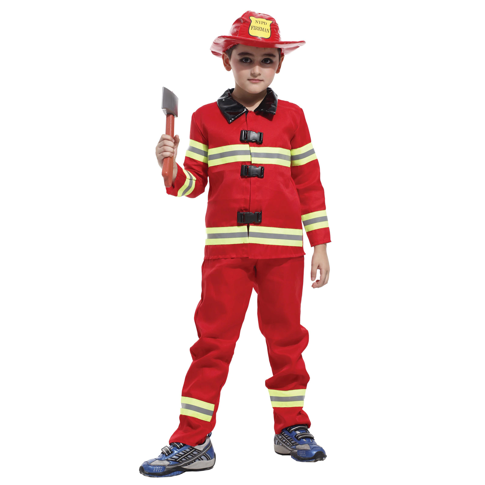 Bộ quần áo hóa trang Lính cứu hỏa Fireman sọc dạ quang cho bé chơi Halloween