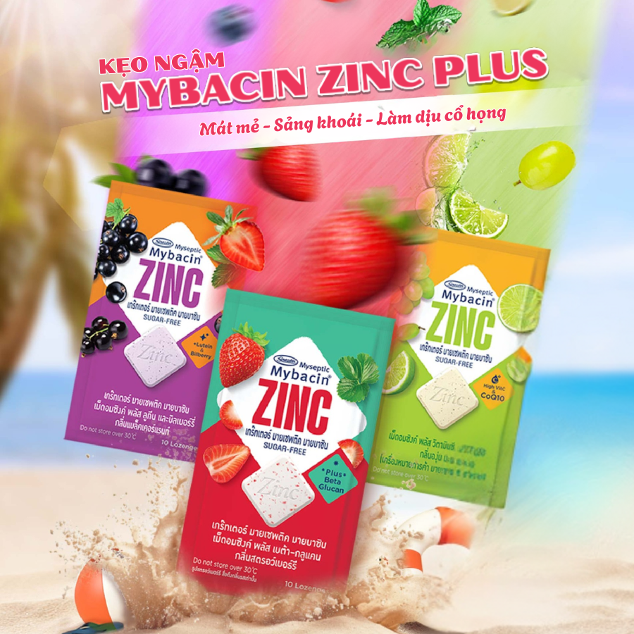 Kẹo Ngậm Mybacin Zinc Plus - Gói 9,4g (10 Viên) - Hàng Nhập Khẩu Thái Lan