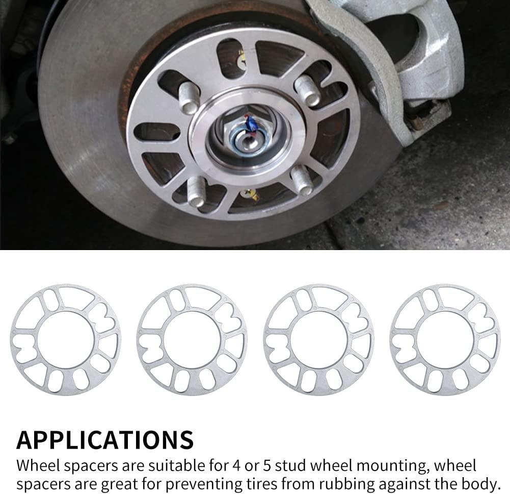 Một bộ 4 miếng đệm bánh xe hợp kim nhôm 5 mm Bộ chuyển đổi và theo dõi chung cho 4 hoặc 5 đinh tán gắn bánh xe, miếng đệm bánh xe