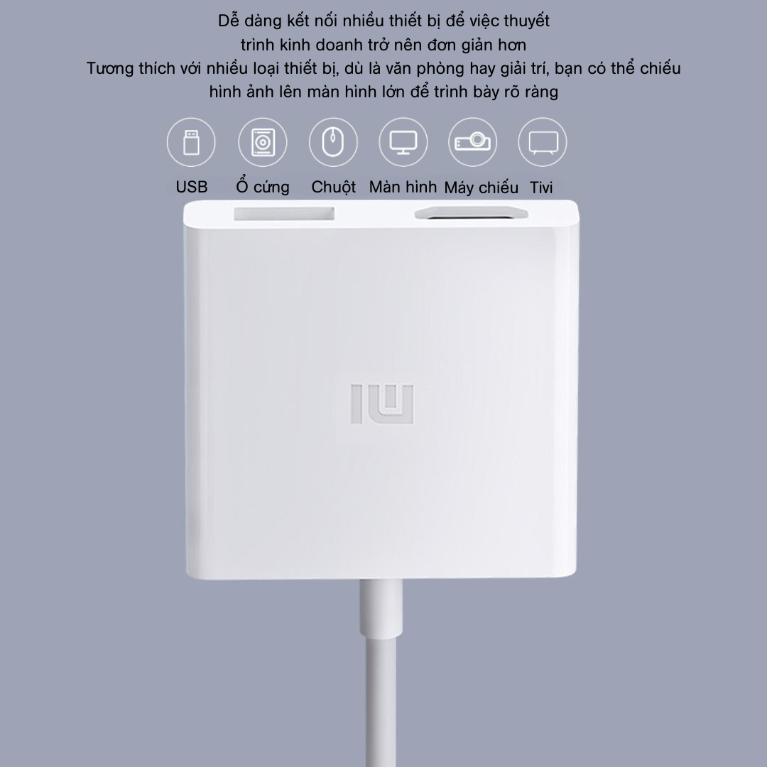 Đầu chuyển đổi Type C sang HDMI, USB-A Xiaomi XMZJQCH2TM - Hàng nhập khẩu