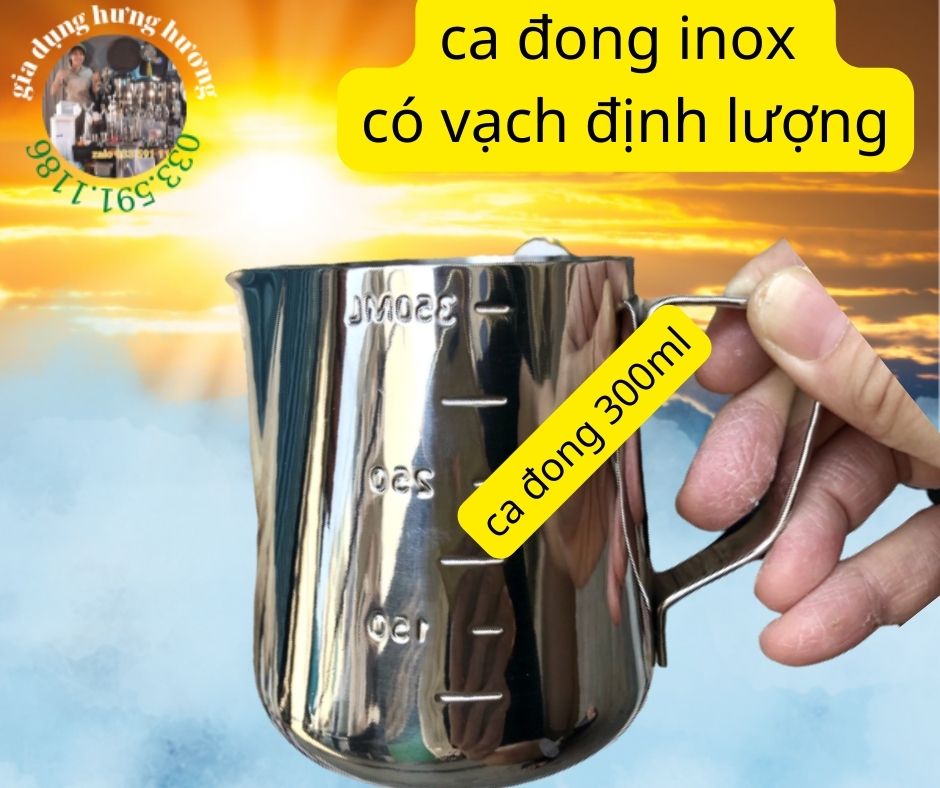 Ca đánh sữa inox (có chia vạch) 350ml, 550ml, 900ml