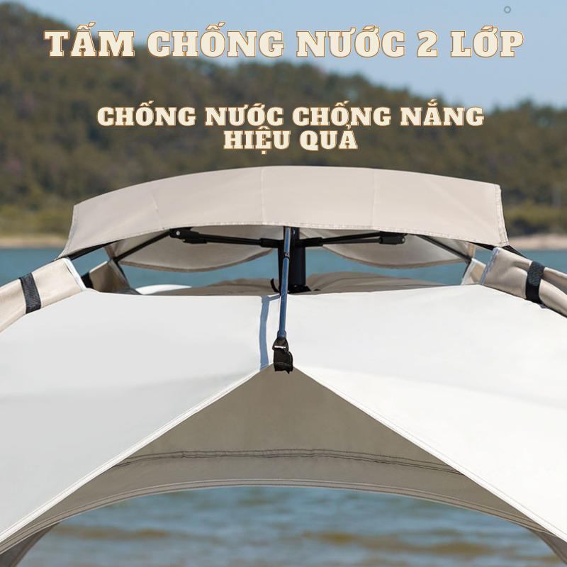 Lều cắm trại 4 người tự bung chất liệu vải 170T chống thấm nước, chống tia UVA kích thước 200 *200*145 cm