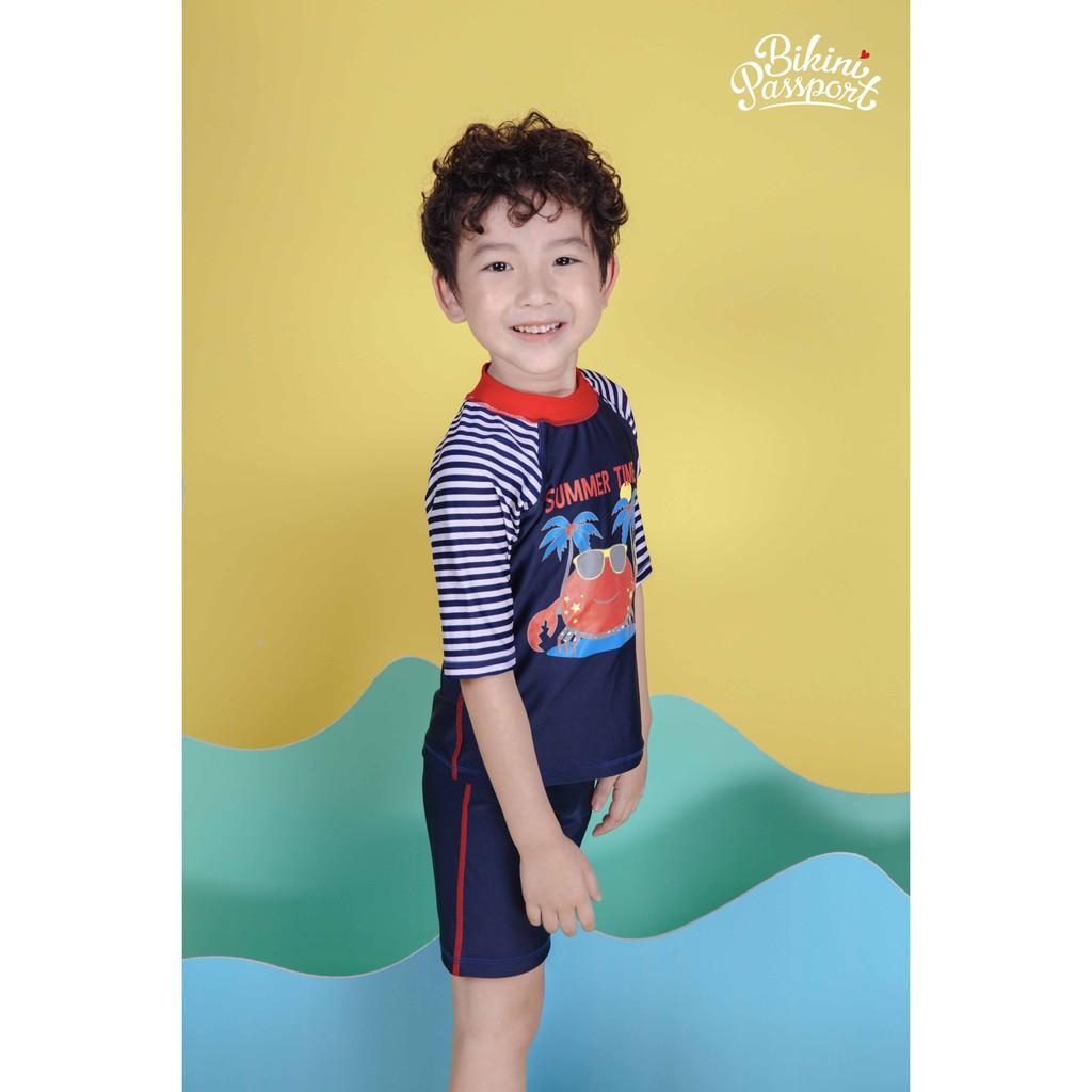 Đồ bơi áo tắm em bé BIKINI PASSPORT KID-Hai mảnh quần lửng in họa tiết - Navy-KD020_NV