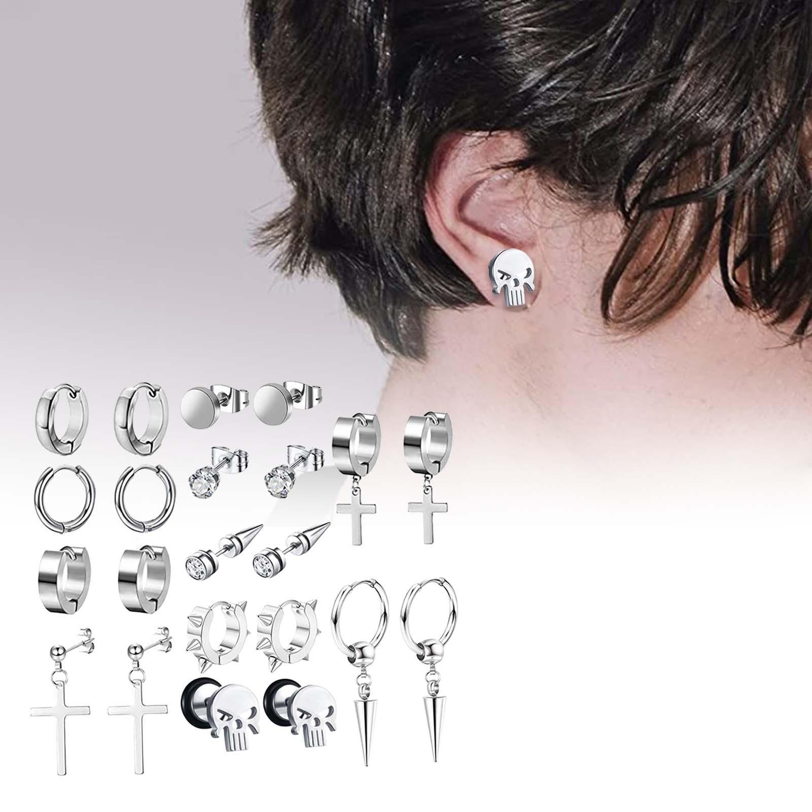 Cross Dangle Earrings Long Chain Stud Dangle Earrings Set for Men Women Prom