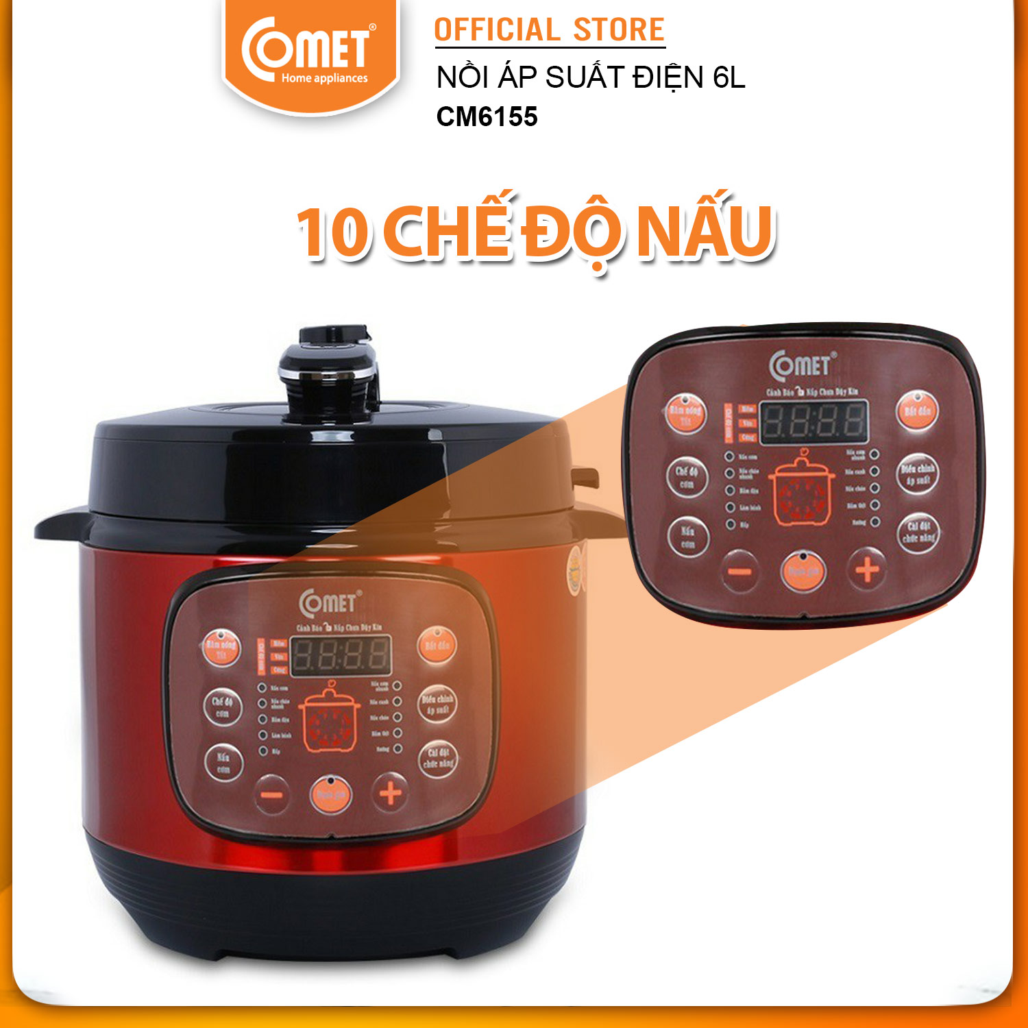 Nồi Áp Suất Điện Nắp Gài Comet CM6155 (6L) - Hàng Chính Hãng