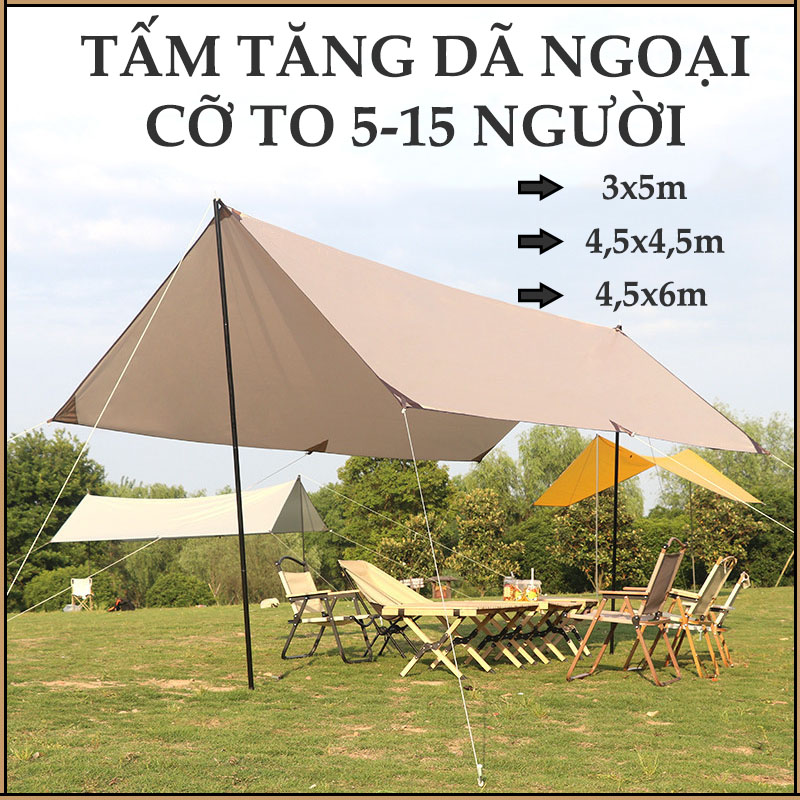 Bạt cắm trại campout tăng bạt mái che du lịch dã ngoại đồ cắm trại chống thấm nóng vải nhẹ