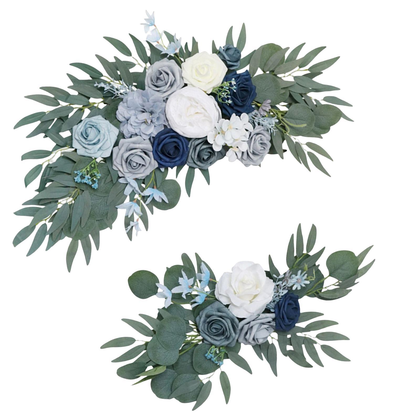 2x Wedding Arch Rose Wreath Floral Arrangement Silk Flowers Garland Hanging Wedding Arch Flowers for Arbor Front Door Party Table Decoration