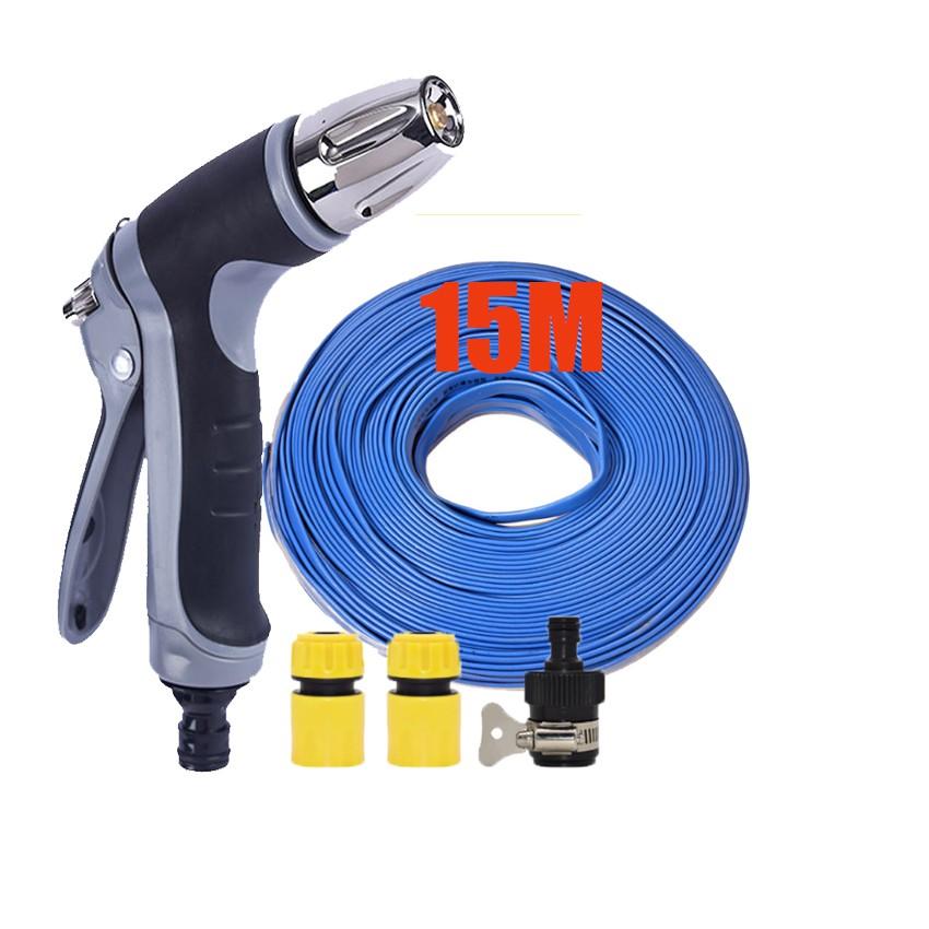 Bộ dây và vòi xịt rửa xe tưới cây tăng áp 15m 206817