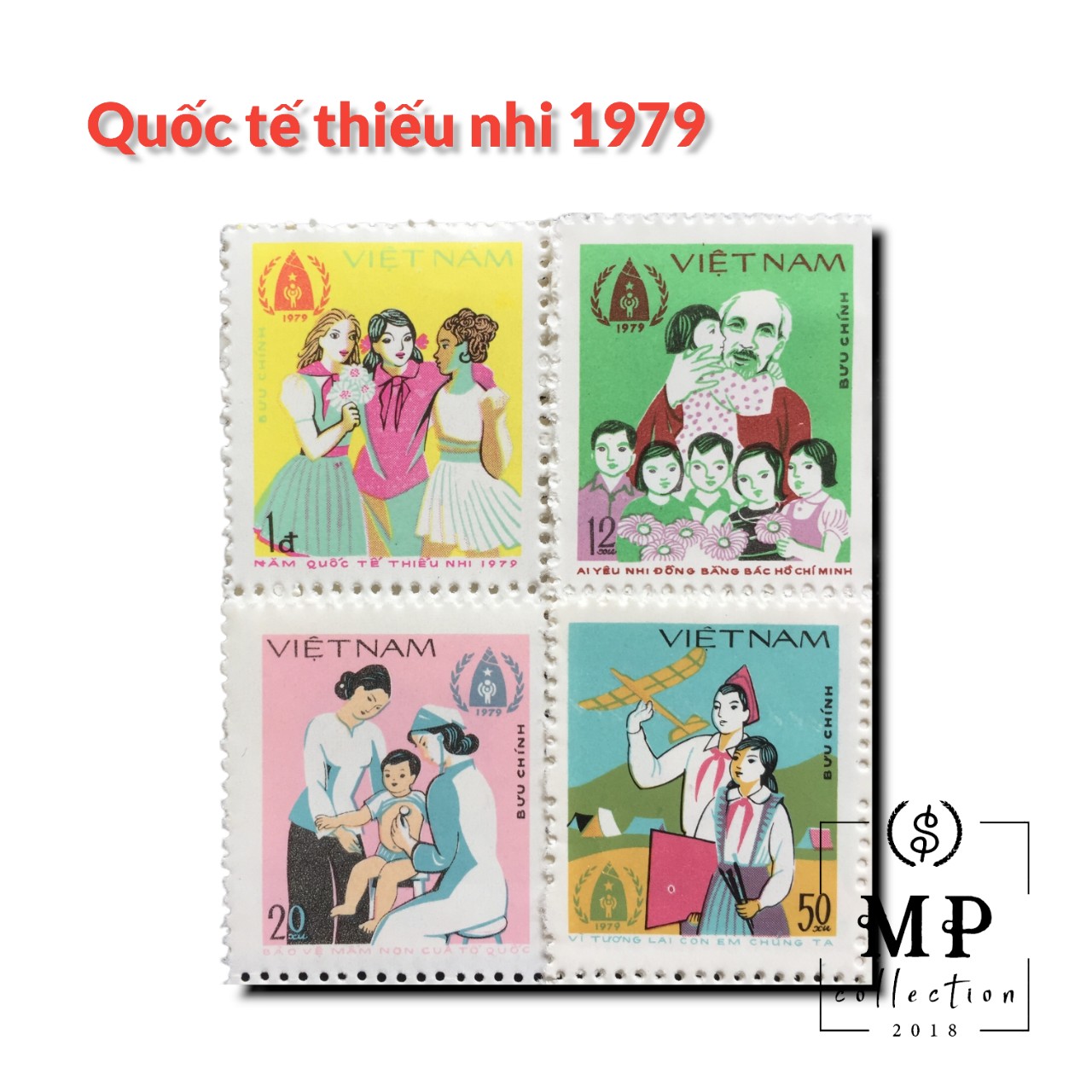 Bộ tem sưu tầm Năm quốc tế thiếu nhi Việt Nam 1979 4 con.