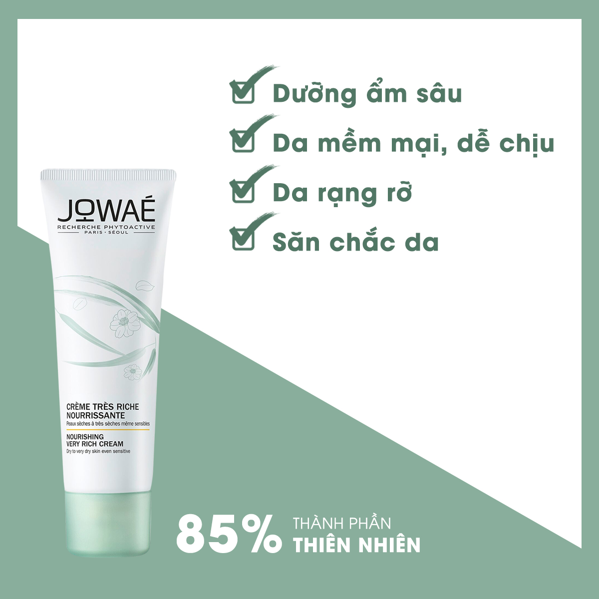 Kem cấp ẩm JOWAE cho da khô tái tạo da mỹ phẩm thiên nhiên nhập khẩu chính hãng từ Pháp NOURISHING VERY RICH CREAM 40ml