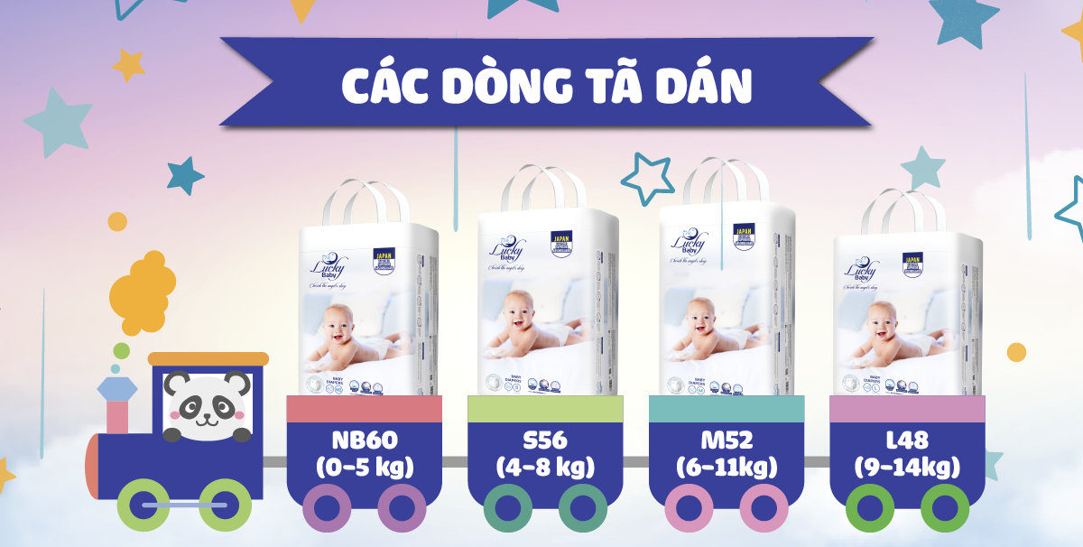 Tã Bỉm Dán Lucky Baby Không Huỳnh Quang, Siêu Thấm Hút S56 (4-8kg)