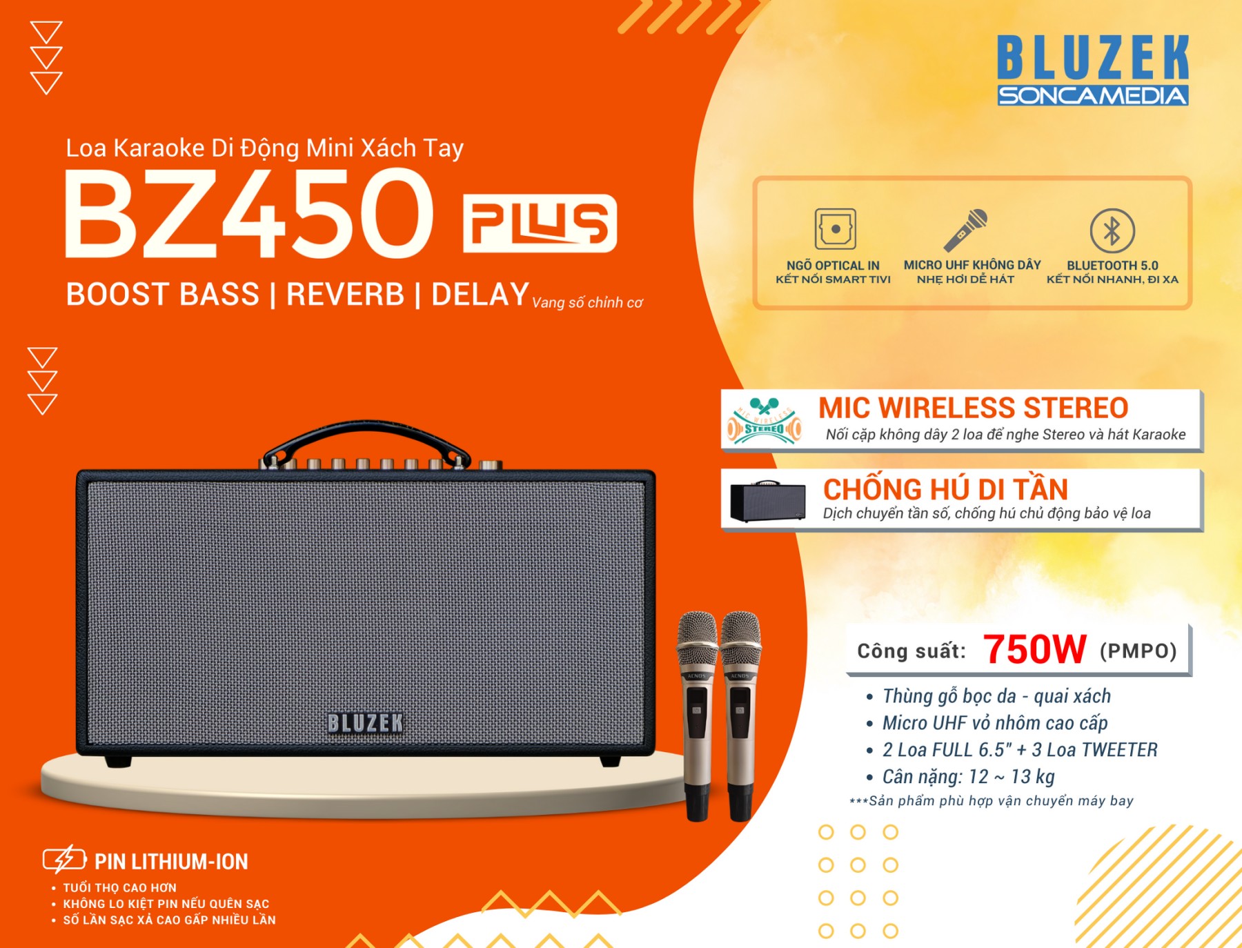 Dàn âm thanh di động xách tay BLUZEK BZ450PLUS