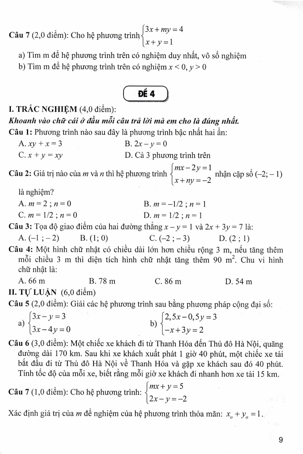 Đề Kiểm Tra Toán 9 (Bám Sát SGK Kết Nối Tri Thức Với Cuộc Sống) - HA